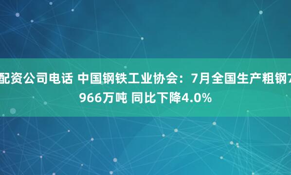 配资公司电话 中国钢铁工业协会：7月全国生产粗钢7966万吨 同比下降4.0%