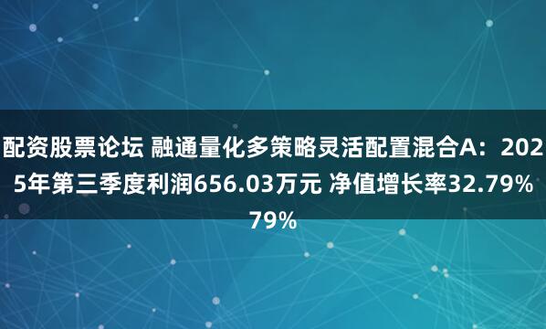 配资股票论坛 融通量化多策略灵活配置混合A：2025年第三季度利润656.03万元 净值增长率32.79%